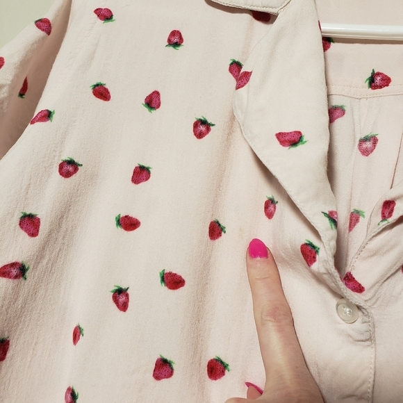 RAILS short sleeve button up crop top in Blush Strawberry size XS - Picture 6 of 11